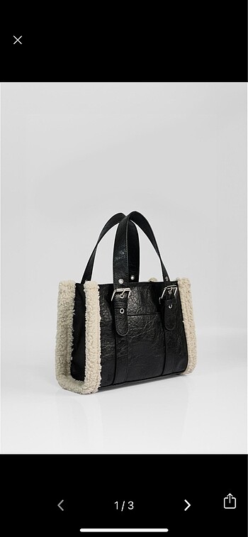 Diğer Stradivarius Muadili Siyah Kürklü Deri Peluş Astarlı Çanta