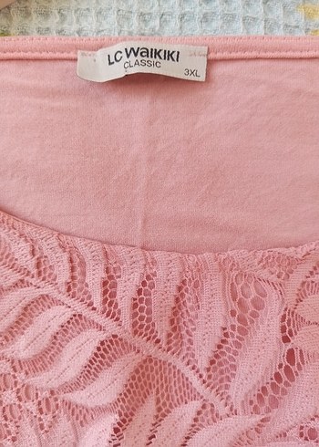 46 Beden pembe Renk Dantel detaylı 3XL bluz.