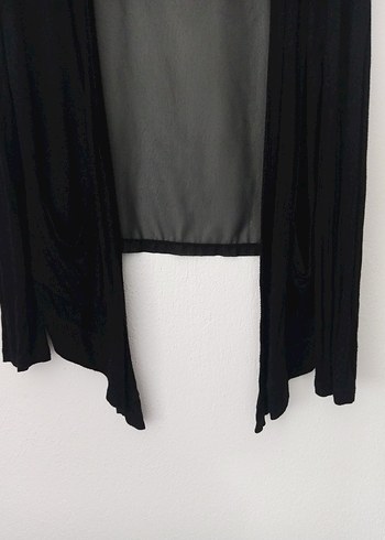 Batik Siyah Midi Uzun Kollu Salaş Hırka