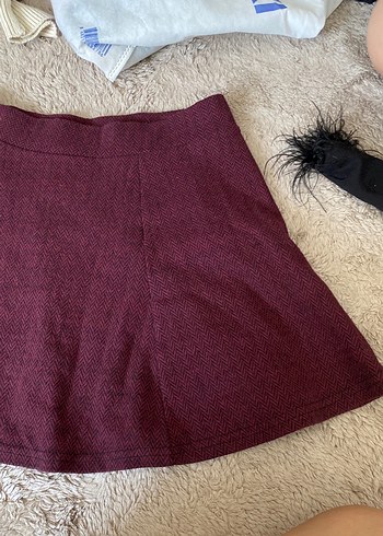 m Beden Bordo Örgü Mini Etek
