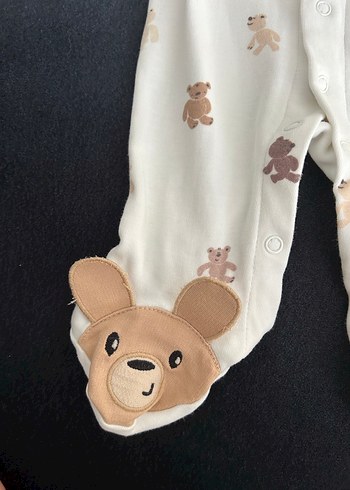 3 Ay Beden kahverengi Renk Düğmeli Uzun Kollu Erkek Bebek Tulum