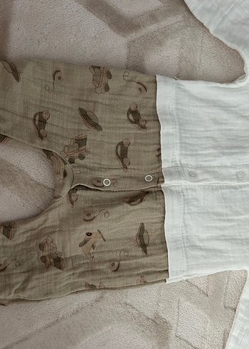 Yenidoğan Beden kahverengi Renk Nakışlı Keten Bebek Erkek Takımı