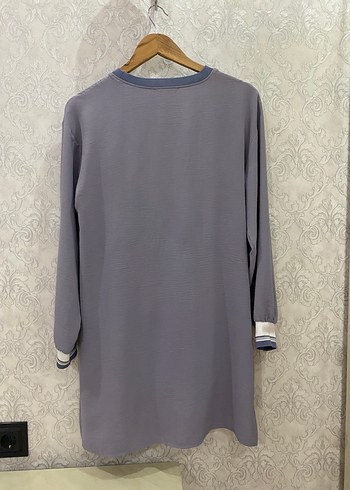 Armine Armine Uzun Kollu Mor Gri Baskılı Salaş Tunik Pantolon Takım