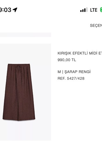 Kırışık Efektli Midi Etek - Şarap Rengi