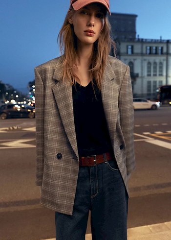 Kareli Oversize Blazer - Görsel 3