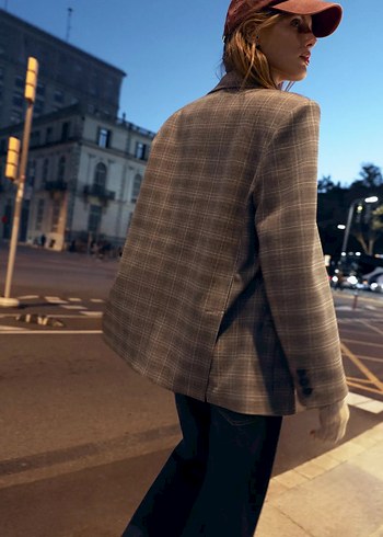 Kareli Oversize Blazer - Görsel 7