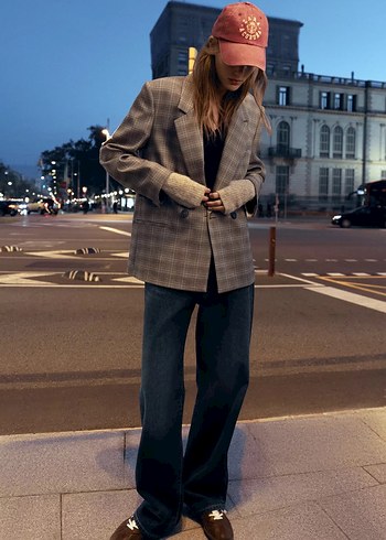 Kareli Oversize Blazer - Görsel 4