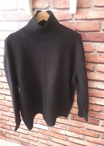 Siyah Boğazlı Örgü Kadın Kazak - Görsel 7