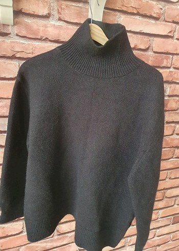 Siyah Boğazlı Örgü Kadın Kazak - Görsel 2