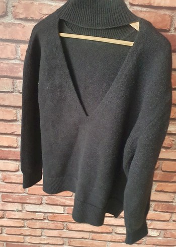 Siyah Boğazlı Örgü Kadın Kazak - Görsel 3