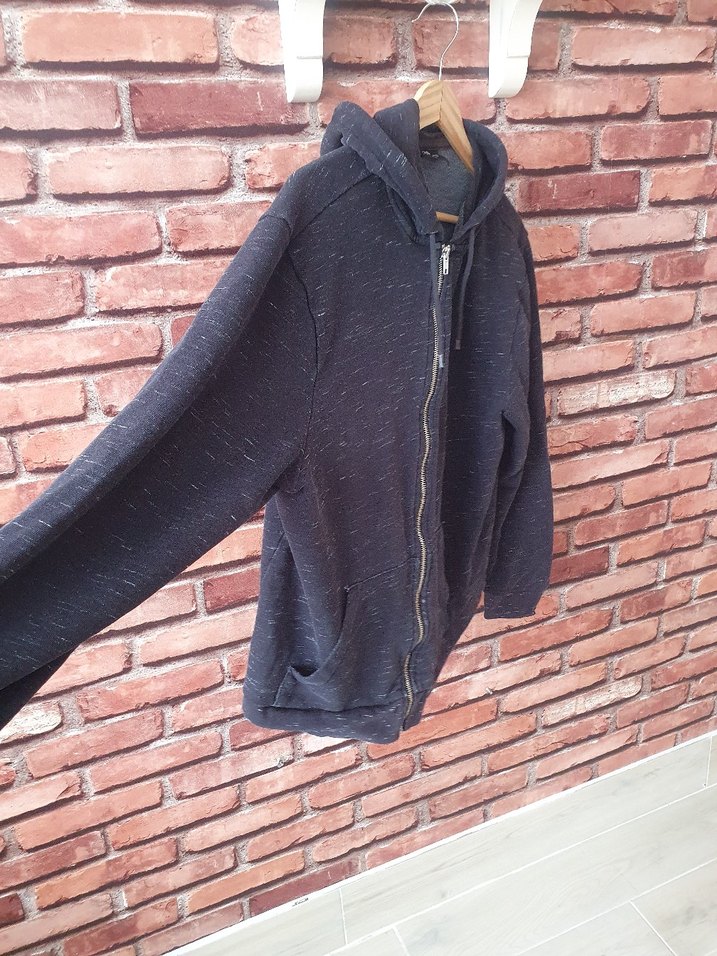 Gri Fermuarlı fermuarlı sweathisirt - Görsel 3