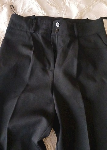 Siyah Kadın Pilili Kumaş Pantolon - Görsel 2