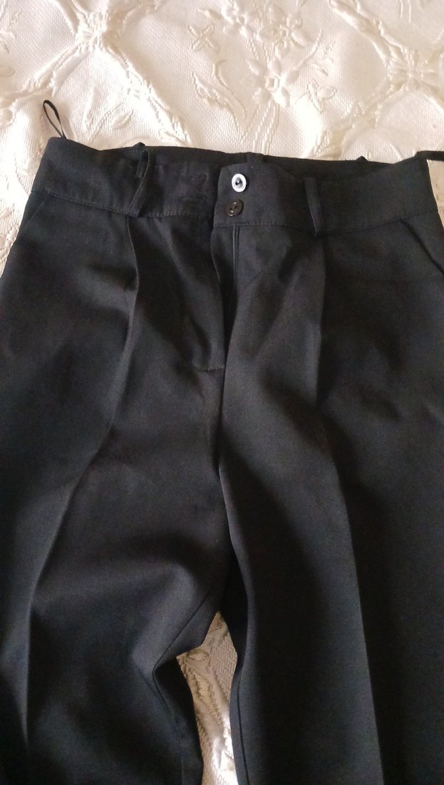 Siyah Kadın Pilili Kumaş Pantolon - Görsel 2