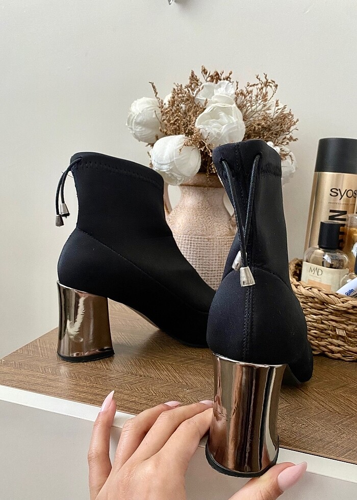 Kalın Topuklu kumaş bot - Görsel 2