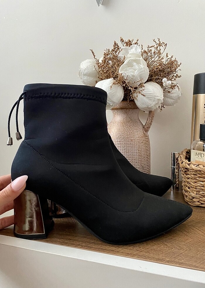 Kalın Topuklu kumaş bot - Görsel 4