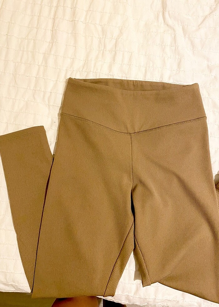 Camel Renk Yüksek bel fitilli tayt S beden - Görsel 2