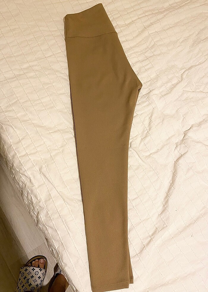 Camel Renk Yüksek bel fitilli tayt S beden - Görsel 3