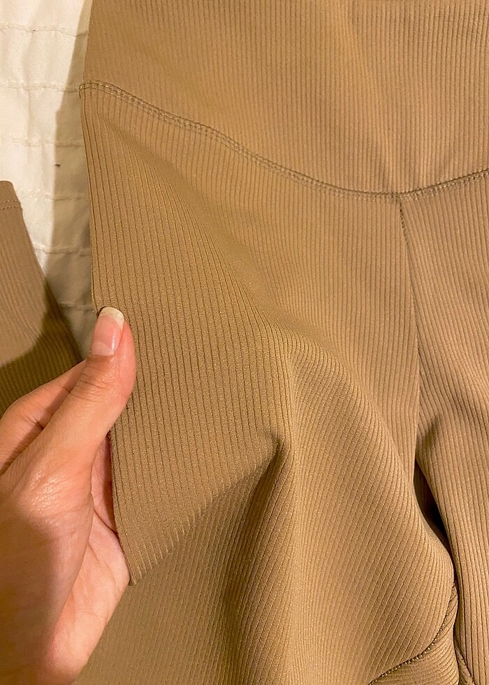 Camel Renk Yüksek bel fitilli tayt S beden - Görsel 4