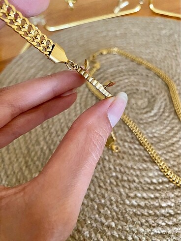 Çeyrek Altın Koymalık Lüx Çelik Kolye Seti - Görsel 6