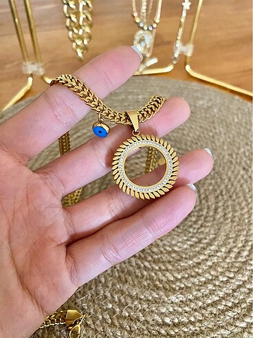 Çeyrek Altın Koymalık Lüx Çelik Kolye Seti - Görsel 7