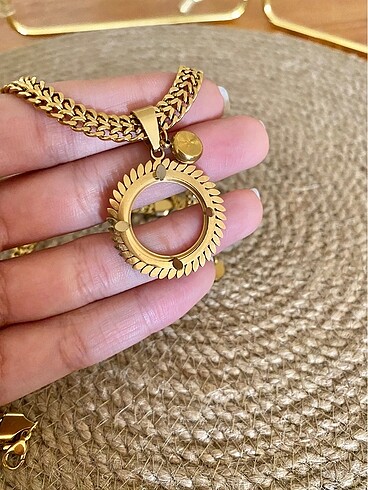 Çeyrek Altın Koymalık Lüx Çelik Kolye Seti - Görsel 8