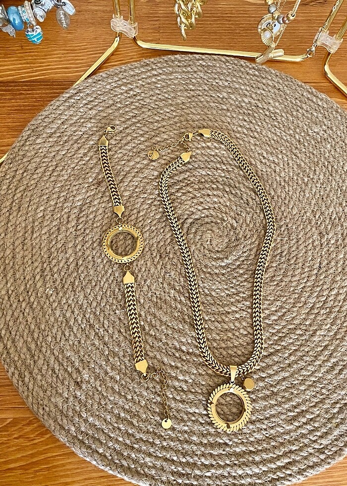 Çeyrek Altın Koymalık Lüx Çelik Kolye Seti - Görsel 2