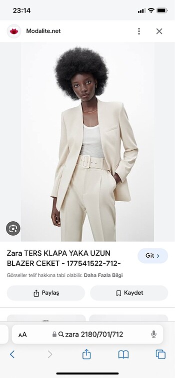 Zara Ekru/Bej/Krem Blazer Ceket