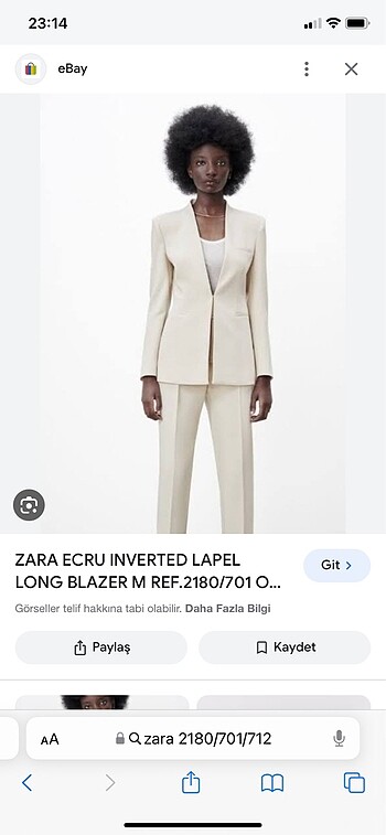 s Beden ten rengi Renk Zara Ekru/Bej/Krem Blazer Ceket