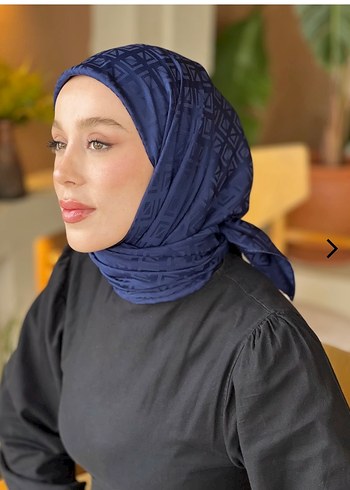 Lacivert Drapeli Kadın Jakar eşarp - Görsel 3