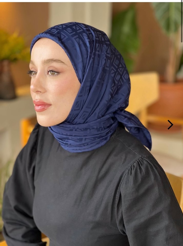 Lacivert Drapeli Kadın Jakar eşarp - Görsel 3