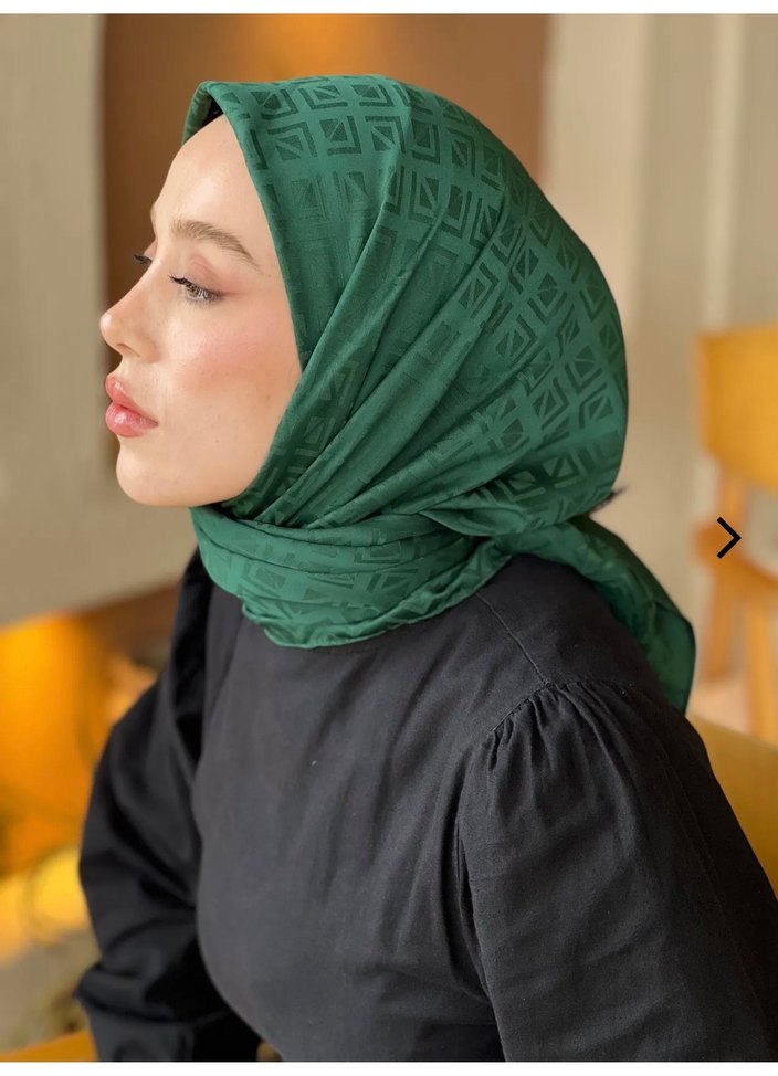 Kadın Yeşil Bohem Drapeli Jakar eşarp - Görsel 3