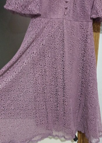 Mor Dantel Detaylı Uzun Bohem Elbise - Görsel 5