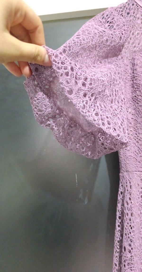 Mor Dantel Detaylı Uzun Bohem Elbise - Görsel 2