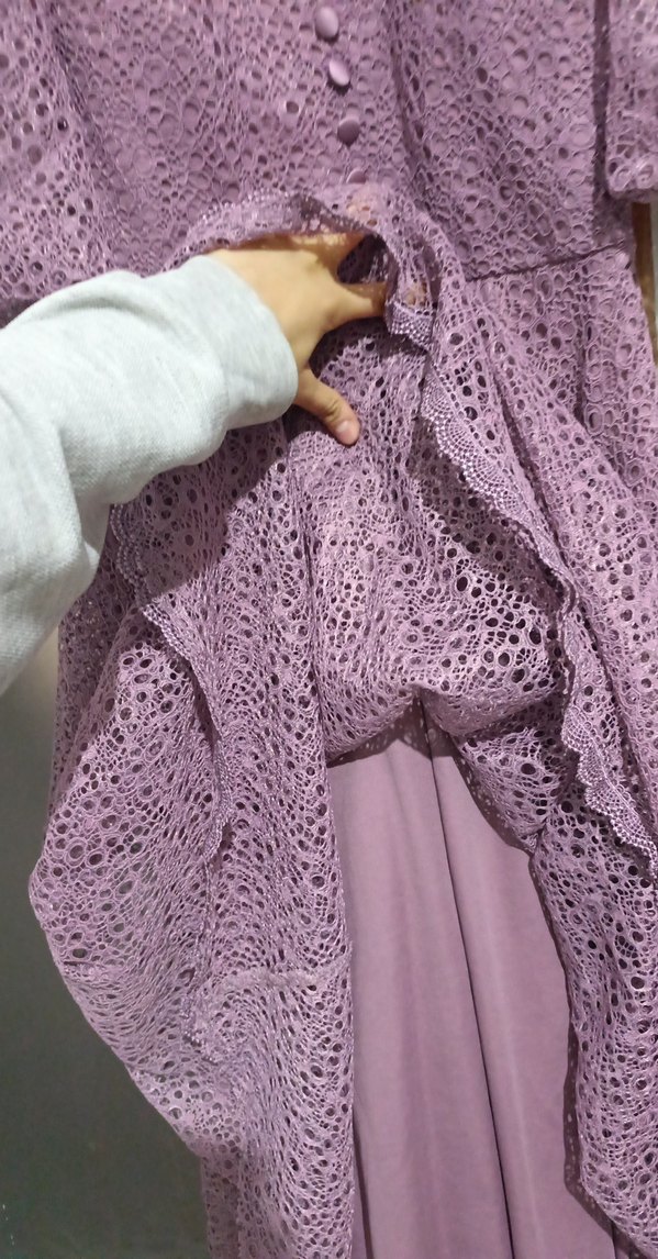 Mor Dantel Detaylı Uzun Bohem Elbise - Görsel 4