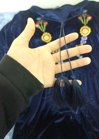 Nakışlı kadife elbise - Görsel 3