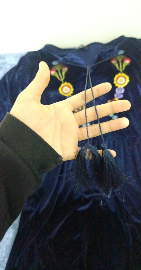 Nakışlı kadife elbise - Görsel 3