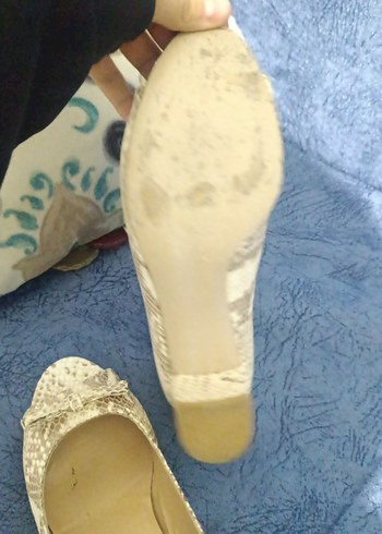 Bej Yılan Desenli Dolgu Topuklu Kadın Sandalet - Görsel 4