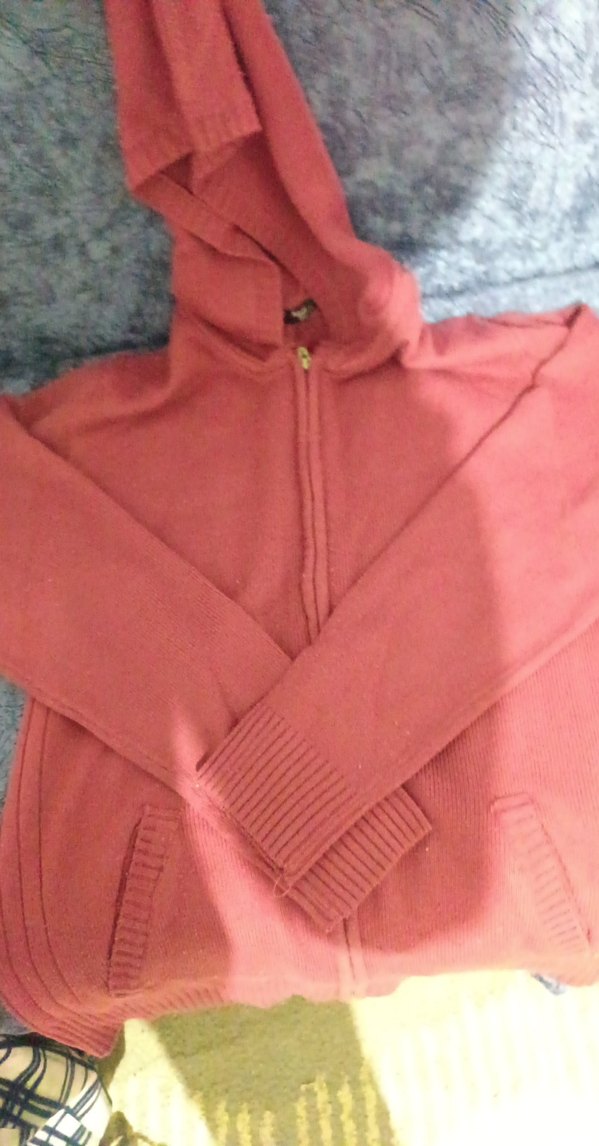 Bordo Triko Hamile Hırka Yüksek Yaka - Görsel 2