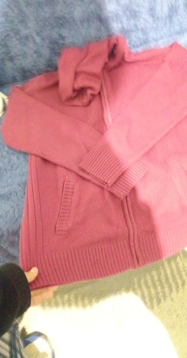 Bordo Triko Hamile Hırka Yüksek Yaka - Görsel 4