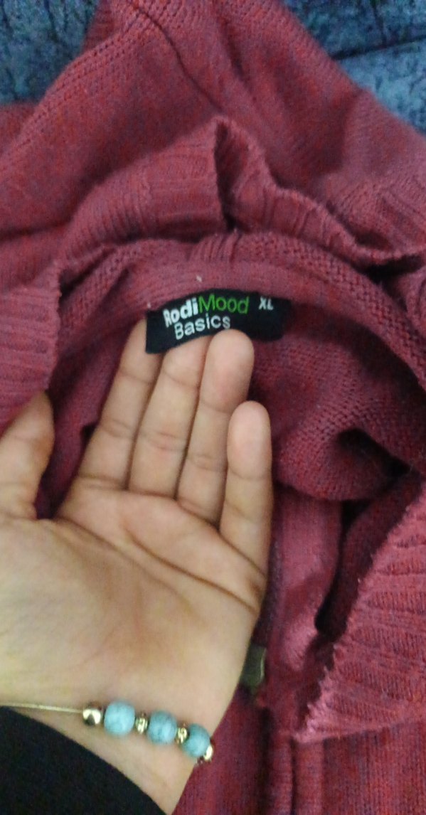 Bordo Triko Hamile Hırka Yüksek Yaka - Görsel 5