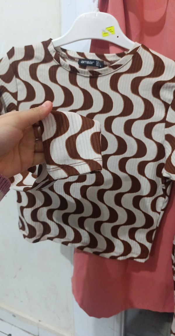 Kadın Kahverengi Dalgalı Desenli Bluz - Görsel 2