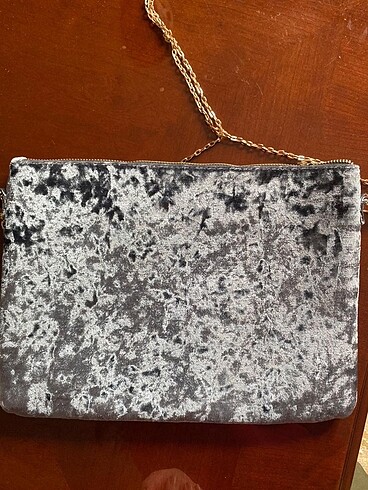  Beden gri Renk Primark Kadife Çiçekli Askılı Clutch Çanta