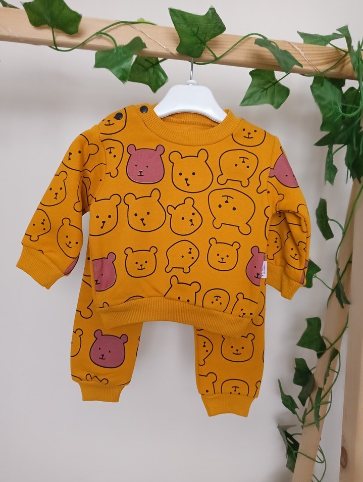 Renkli Baskılı Sarı Bebek Takımı - Görsel 3