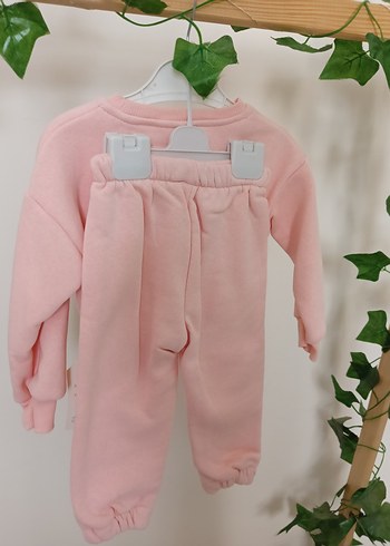 Pembe Uzun Kollu Örgü Kız Bebek Takımı - Görsel 2