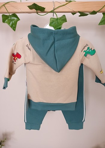 Çocuk Dinozor Baskılı Fermuarlı Takım - Görsel 4