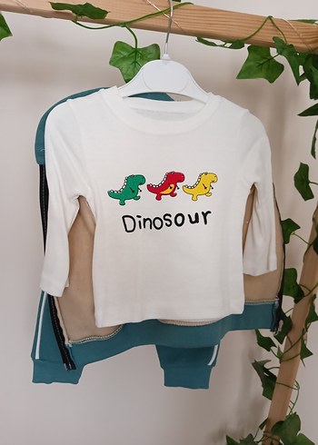 Çocuk Dinozor Baskılı Fermuarlı Takım - Görsel 2