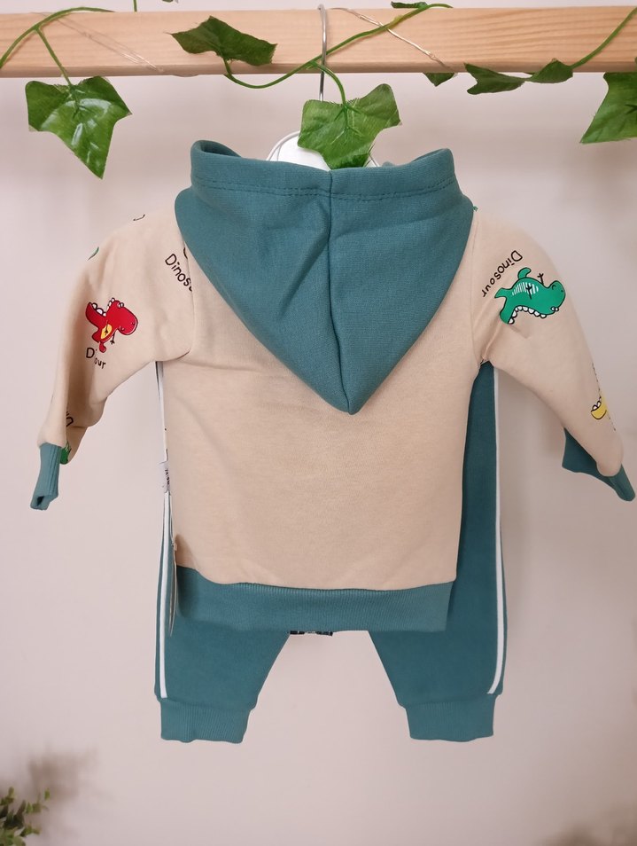 Çocuk Dinozor Baskılı Fermuarlı Takım - Görsel 4
