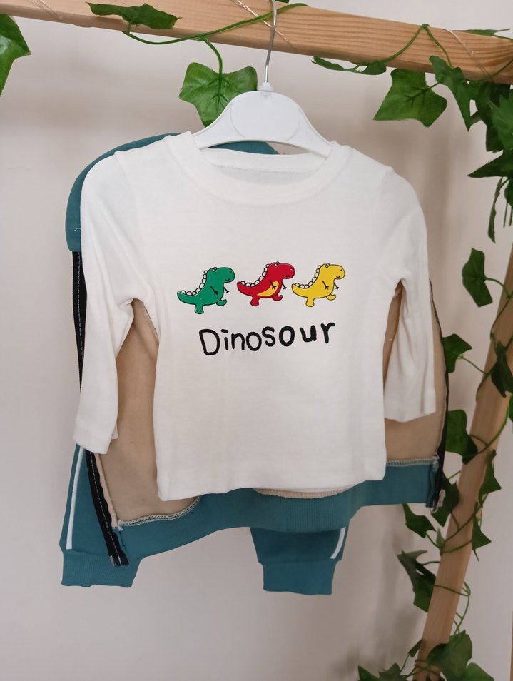 Çocuk Dinozor Baskılı Fermuarlı Takım - Görsel 2
