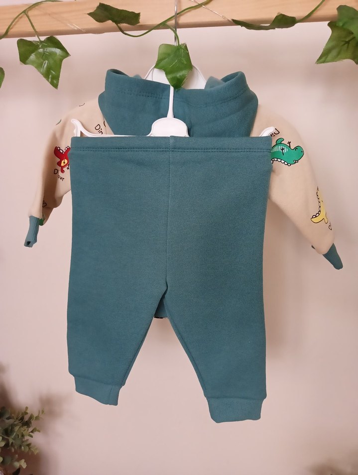 Çocuk Dinozor Baskılı Fermuarlı Takım - Görsel 3