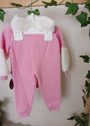 Pembe Kapüşonlu Kürklü Bebek Kız Takımı - Görsel 3